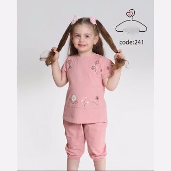 ست تاپ و شلوارک دخترانه پنبه لاکرا و کتان سایز 40 تا 55