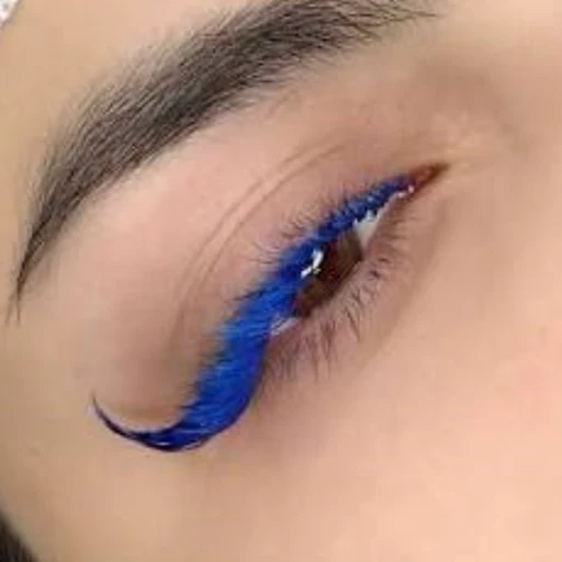 مژه ریسه ای آبی طبیعی کاشت مژه رنگی