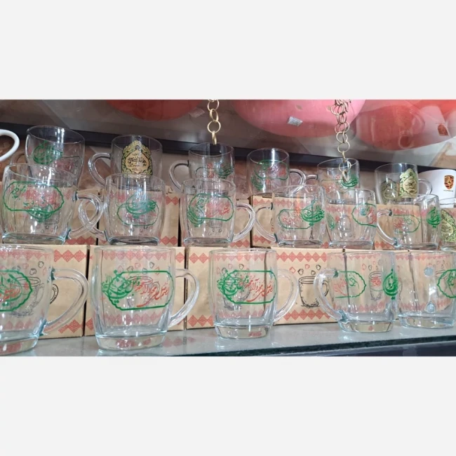 ماگ شفاف طرح مذهبی هدیه معنوی ماگ شیشه ای طرح محرم مناسب مراسم های مذهبی و ملی فقط به صورت عمده سفارش 