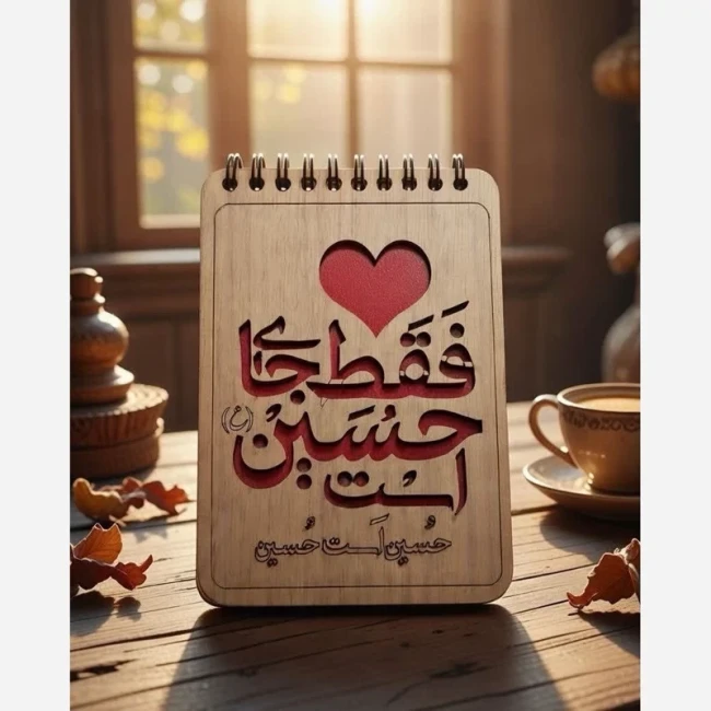 دفترچه سیمی چوبی برای خرید عمده گفتگو بفرمایید جنس چوبی طرح یا فاطمه الزهرا سلام الله علیها سفارش پاساژ 