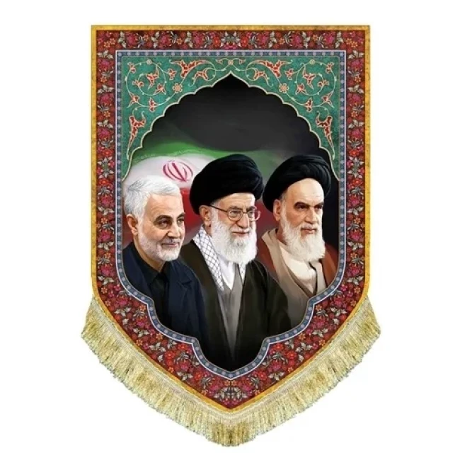 پرچم کتیبه طرح سردار اندازه 70 در 50 پشت منبری شهدا 