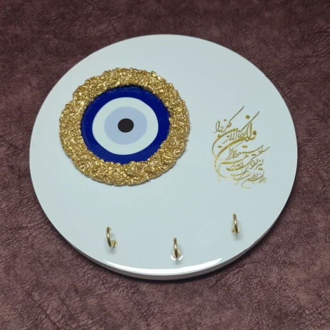 جاکلیدی دیواری چشم و نظر ترکیبی ام دی اف و رزین طرح قلب و گرد و مستطیل 