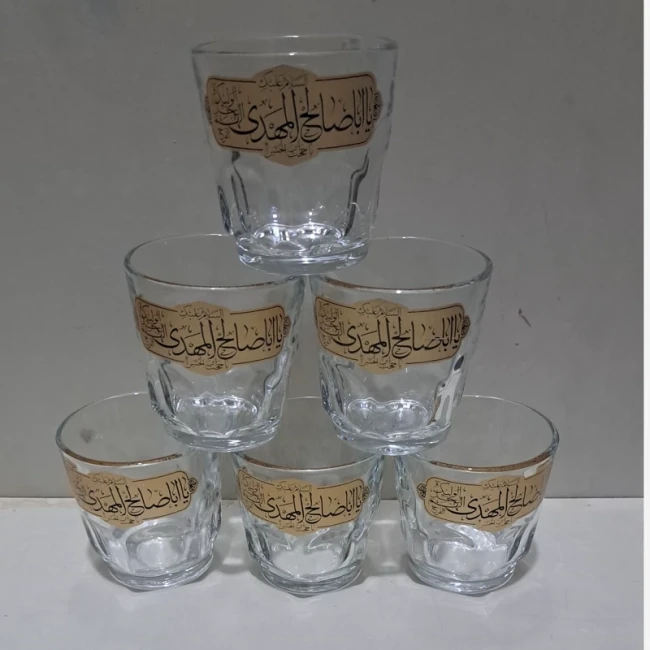 استکان عینکی به صورت دستی بدون نعلبیکی با نقش یا اباعبدلله الحسین و یا ابالفضل العباس 