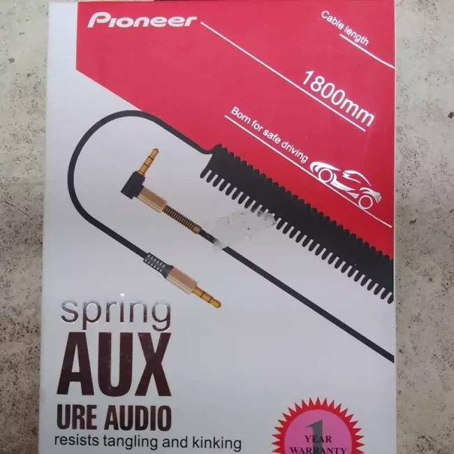 کابلauxفنری 1.8متری پایونیر مدلpi-S815بارابط 3.5میلیمتری