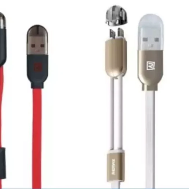 کابل شارژ و انتقال داده دو سر لایتنینگ و میکرو یو اس بی ریمکس Remax RC-025T Magnet Lightning And Micro USB 2 in 1