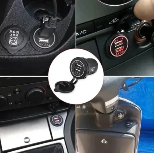 شارژر USB گرد تو کار 2.1 آمپر خودرو