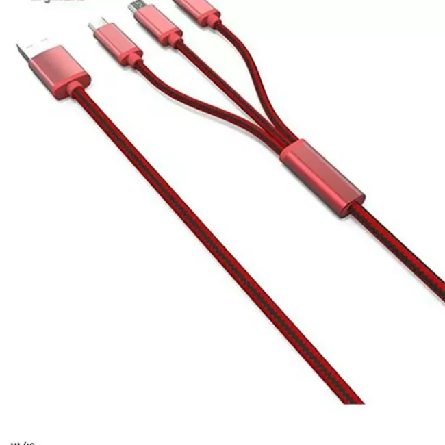 کابل سه سر سوکت micro usbکنفیطول کابل 1200میلیمتر 