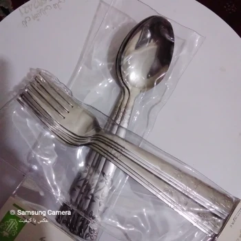 بسته 6 عددی قاشق یا چنگال جنس باکیفیت طرح شکوفه زیبا و شیک ضخیم