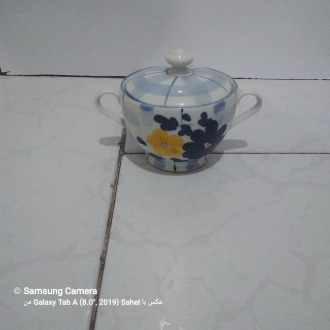 قندان خاص دسته دار طرح گل پنبه ای