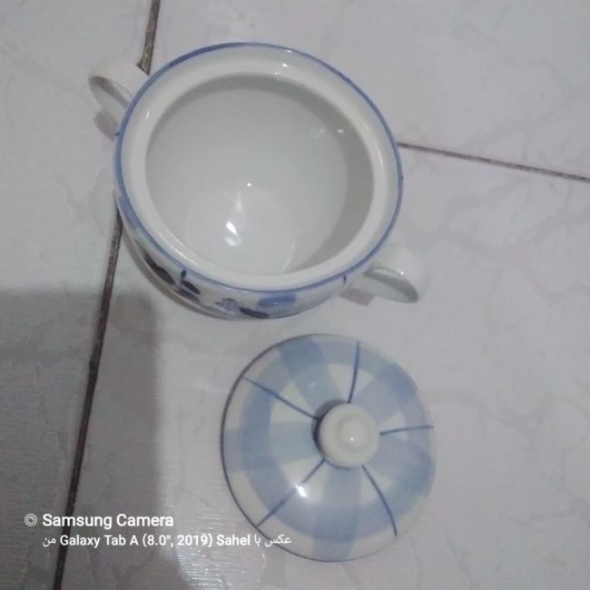 قندان خاص دسته دار طرح گل پنبه ای