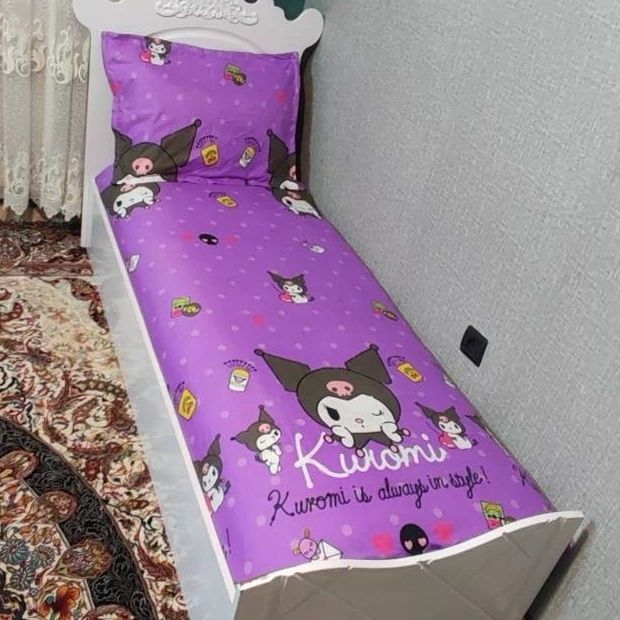 روتختی یک نفره دخترانه کرومی بنفش روکش تشک یکنفره کورومی بنفش kuromi