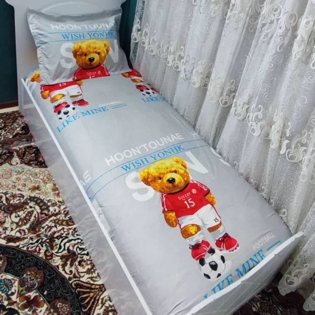 روتختی یک نفره ملحفه تدی فوتبالیست روکش یکنفره طرح تدی پسرانه