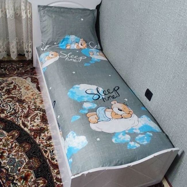 روتختی نیم ست یک نفره بچه گانه طوسی تدی خوابالو روتختی عروسکی بچه گانه پسرانه و دخترانه