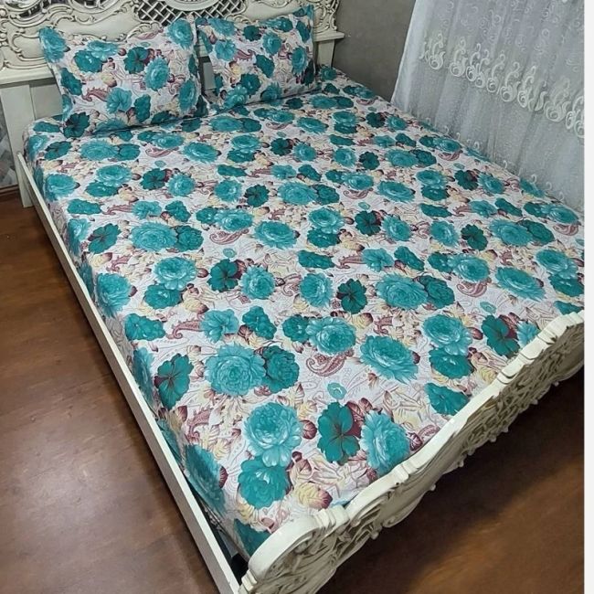 روتختی روکش تشک دونفره گل سبز روتختی دونفره گل رز سبز رنگ