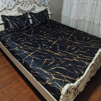 روتختی ملحفه دونفره ماربل مشکی