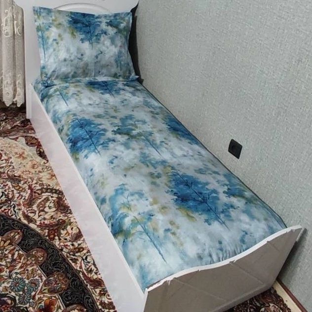 روتختی یک نفره طرح ابرنگ ابی روکش تشک یک نفره آبی رنگ