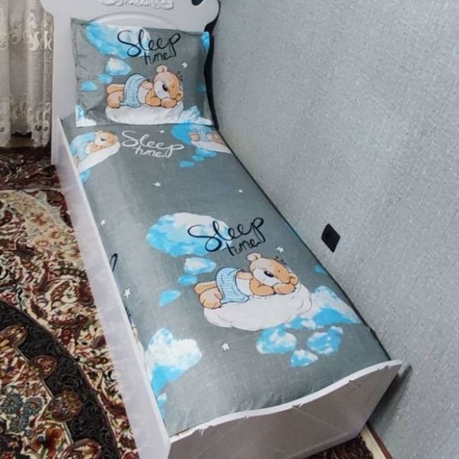 روتختی نیم ست یک نفره بچه گانه طوسی تدی خوابالو روتختی عروسکی بچه گانه پسرانه و دخترانه