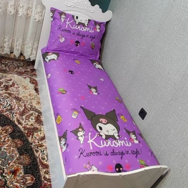روتختی یک نفره دخترانه کرومی بنفش روکش تشک یکنفره کورومی بنفش kuromi