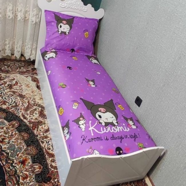 روتختی یک نفره دخترانه کرومی بنفش روکش تشک یکنفره کورومی بنفش kuromi