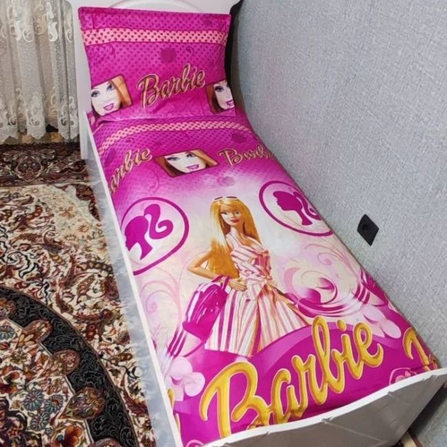 روتختی یک نفره دخترانه باربی صورتی روکش تشک دختراته باربی لندن