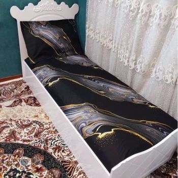 روتختی یک نفره مشکی طلایی روکش تشک سایه طوسی