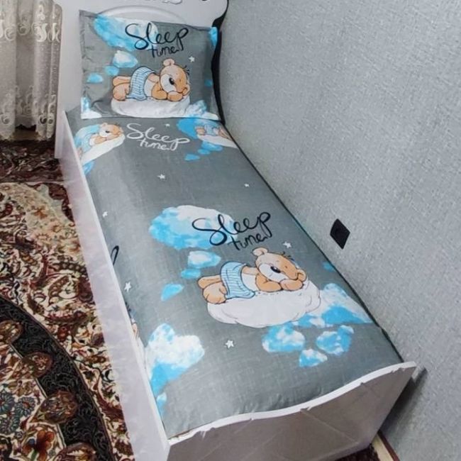 روتختی نیم ست یک نفره بچه گانه طوسی تدی خوابالو روتختی عروسکی بچه گانه پسرانه و دخترانه
