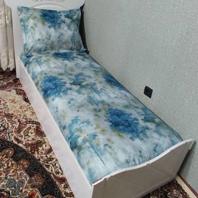 روتختی یک نفره طرح ابرنگ ابی روکش تشک یک نفره آبی رنگ