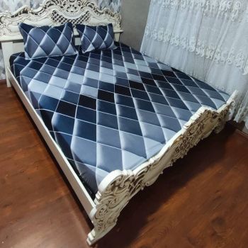 نیم ست روتختی دونفره مشکی سه بعدی طوسی خاکستری ست کشدار با روبالش