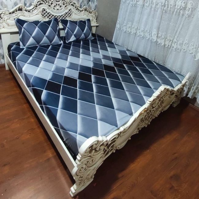 نیم ست روتختی دونفره مشکی سه بعدی طوسی خاکستری ست کشدار با روبالش