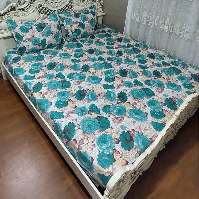 روتختی روکش تشک دونفره گل سبز روتختی دونفره گل رز سبز رنگ