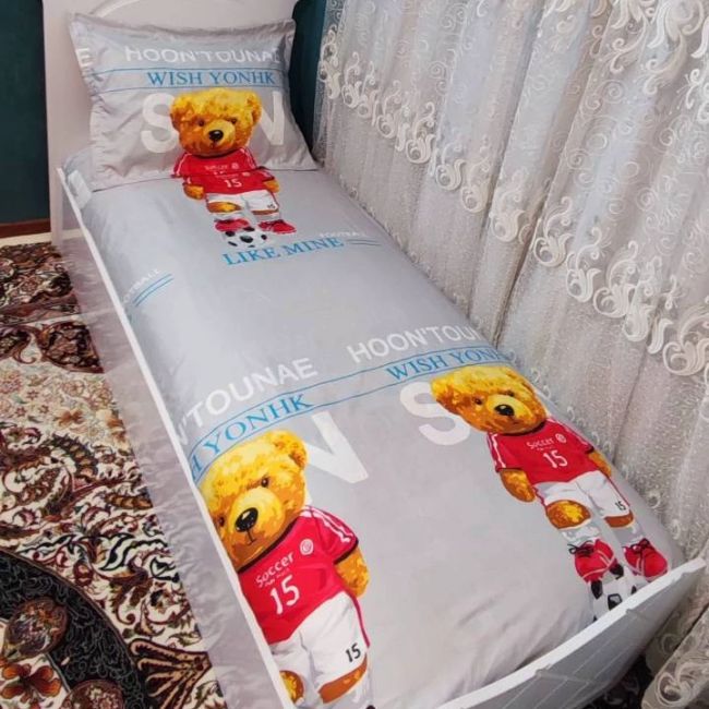 روتختی یک نفره ملحفه تدی فوتبالیست روکش یکنفره طرح تدی پسرانه