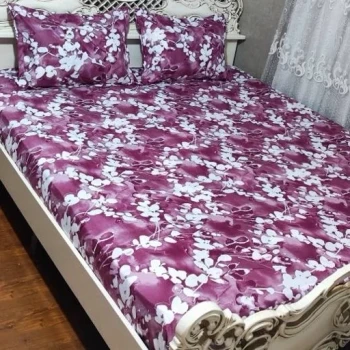 روتختی دو نفره روکش تشک روکش تخت دونفره روتختی صورتی زرشکی قرمز گل سفید سرخ