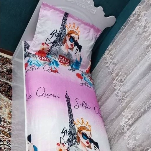 روتختی یک نفره عروسکی دخترانه صورتی ایفل نیم ست یک نفره برج ایفل