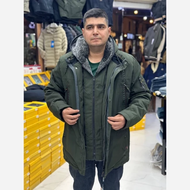 کاپشن مردانه بوفالو روسی بسیار ضخیم دماسنج دار