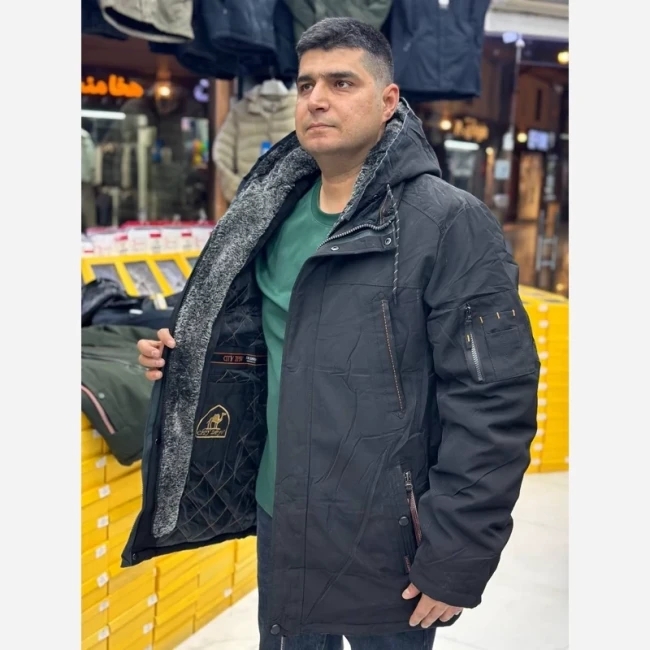 کاپشن مردانه بوفالو روسی بسیار ضخیم دماسنج دار