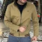 کاپشن دورو کتان کرم داخل سبز