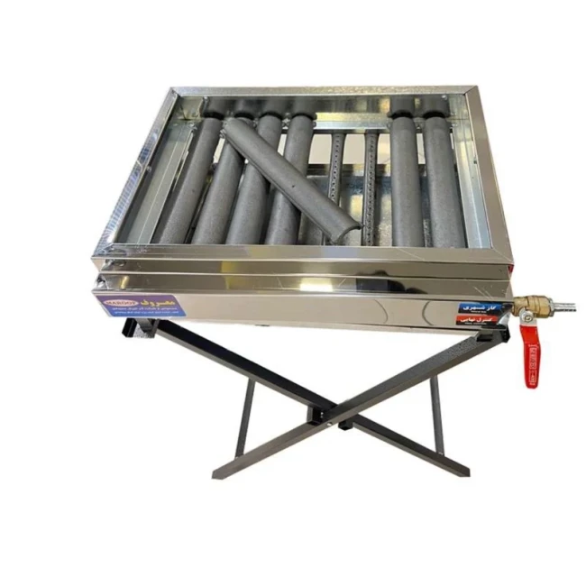کباب پز (منقل گازی) رومیزی 10 سیخ استیل پایه دار معروفی (پس کرایه)