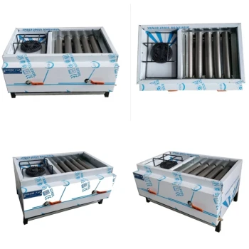 کباب پز گازی ( منقل گازی ) پلوپز دار 5 شعله استیل هیزم (پس کرایه)