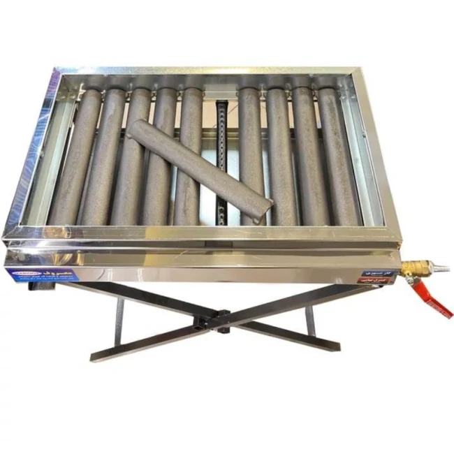 کباب پز (منقل گازی) رومیزی 10 سیخ استیل پایه دار معروفی (پس کرایه)
