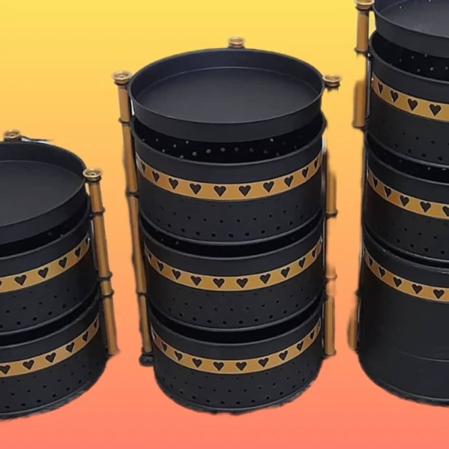 سبد سیب زمینی و پیازی سه طبقه فلزی متحرک ایستاده (پس کرایه)