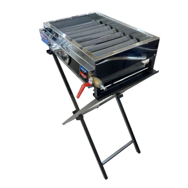 کباب پز (منقل گازی) رومیزی 10 سیخ استیل پایه دار معروفی (پس کرایه)
