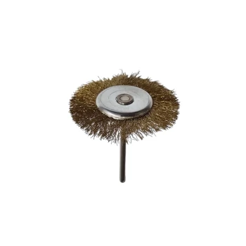 سر سوهان سیمی طلایی تخت ( فرچه سیمی )سایز 40mm با دنباله 3mm مخصوص انواع فلزات و ناخنکاری