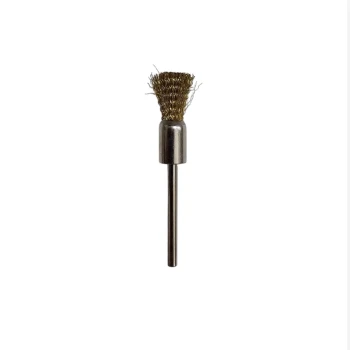 سر سوهان سیمی طلایی قلمی ( فرچه سیمی )سایز 8mm با دنباله 3mm مخصوص انواع فلزات و ناخنکاری