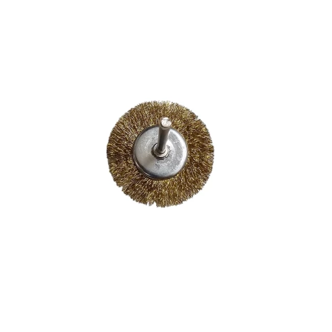 سر سوهان سیمی طلایی تخت ( فرچه سیمی )سایز 40mm با دنباله 3mm مخصوص انواع فلزات و ناخنکاری