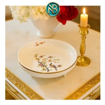 دیس پایه دار- شیرینی خوری سرامیکی طرح ققنوس