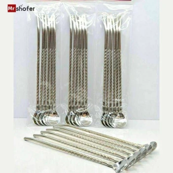 نی شربت استیل 6 عددی