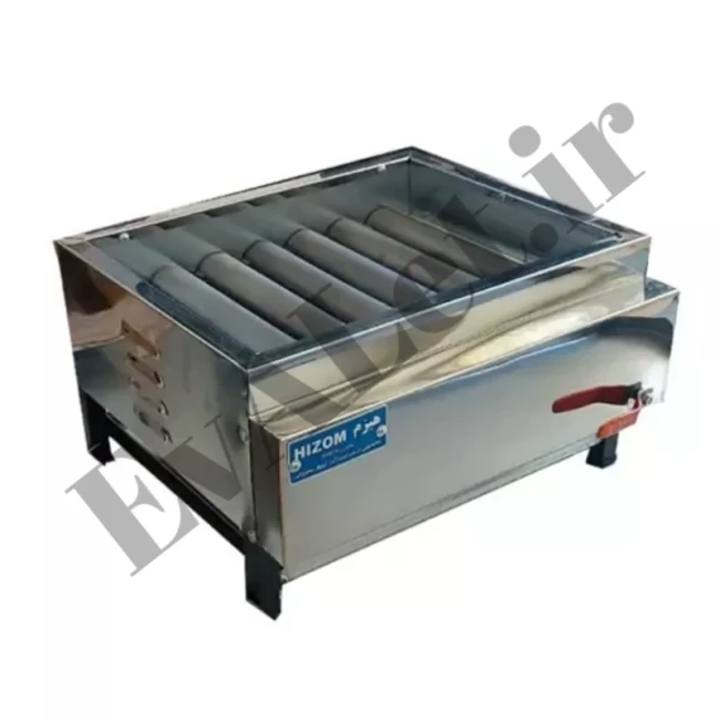کباب پز گازی ( منقل ) 6 شعله تمام استیل هیزم (پس کرایه)