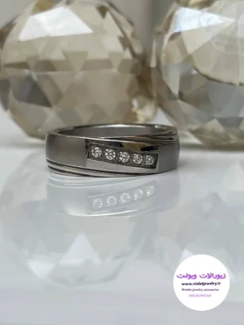 حلقه استیل اسپرت نگین دار سایز 17 کد 3057