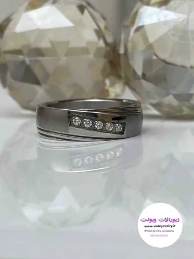 حلقه استیل اسپرت نگین دار سایز 17 کد 3057