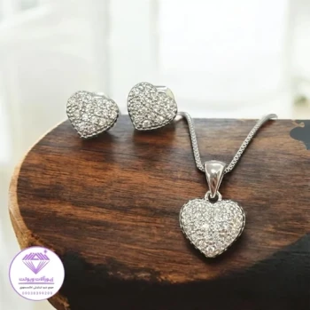 نیم ست نقره ظریف مدل قلب کد 056